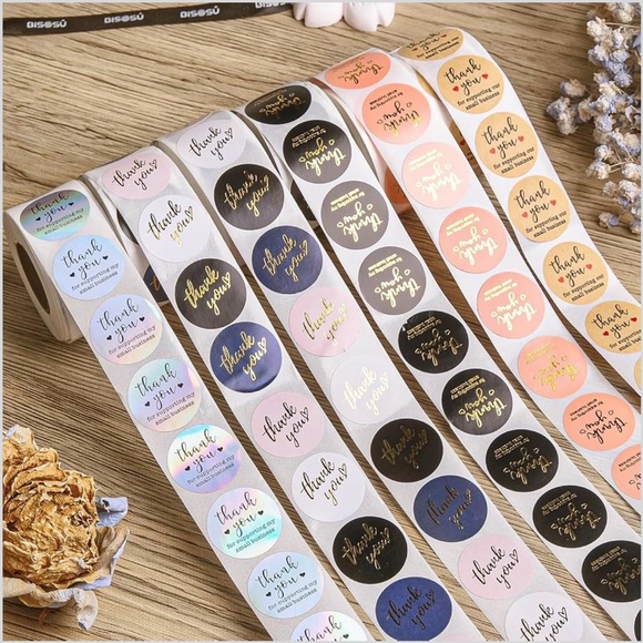 Other - Thank You Sticker Roll Silver